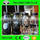 HOT SALE !!! Wholesale Ice Cold Drink Glass Led Mason Jars With Lids and Straw thumbnail-2