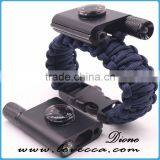 Outdoor Emergency First Aid Tool Kit Thermometer Firestarter Buckle Paracord Bracelet With LED Light thumbnail-5