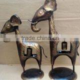 IRON PAINTED ELEPHANT WITH BELLS SET OF 2 thumbnail-1