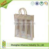 Clear Jute Bag With Window/small Jute Wine Bag With Cotton Material Handle thumbnail-6