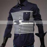 British Style Slim Fit Man Shirts Contrast Stripes Fashion Long Sleeve Mens Shirts thumbnail-4
