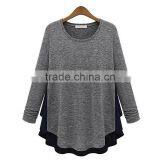 Competitive Price Good Quality Factory Direct Contrast Color Round Neck Asymmetrical Women Different Types of Blouse Designs thumbnail-2