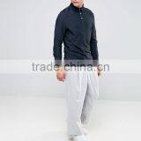 Cheapest Custom Long Sleeve Button Placket Point Collar Navy Men's 65% Polyester 35% Cotton Woven Twill 200g Casual Polo Shirt thumbnail-4