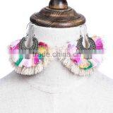 Bohemian Jewelry Vintage Silver Plated With Colorful Tassel Dangle Earrings thumbnail-4
