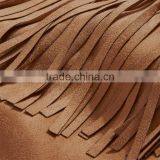 HAODUOYI Women Brown Suede Inclined Zipper Tassel Back Jacket Coat for Wholesale thumbnail-5