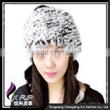 CX-C-111B Wholesale Custom Knitted Winter Rex Rabbit Fur Pom Pom Hat thumbnail-6