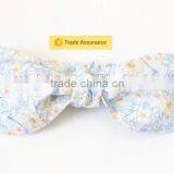 100% Knitted Cotton Flower Ribbon Headband Baby Kids Girl Dots Crochet Top Knot Headband thumbnail-4