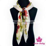 Wholesale Korean Style Lady Soft Floral Pattern Printing Neck Girl Silk Scarf Bandanna Teen Girl thumbnail-4