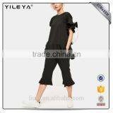 Hot Selling Custom Pink Short Sleeve Frill Trim New Design t Shirts thumbnail-2