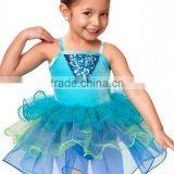 2017 Hot !-baby Blue Spandex Leotard Attached Pancake Tutu -blue Glitter Tulle Kids Perforance Dress thumbnail-1