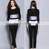 Long Sleeve Clothes Women Stripe Elegance Cotton Ladies 2 Piece Suit for Women thumbnail-1