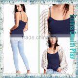 Latest Models Vogue Design Ladies Sexy Wear Wide Open Indigo Cotton Tank T Shirt thumbnail-5