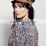 2016 Guangzhou Shandao Supplier OEM Custom Design Spring Women Long Sleeve V Neck Vintage Printed Chiffon Blouse Patterns thumbnail-5