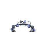 Adjustable Shamballa Bracelet, Blue & Black Rhinestone Ball thumbnail-1