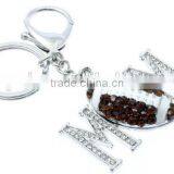 2015 Wholesale Crystal Brown MOM Football Keychain Football Charm Keychain