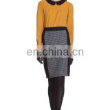 2014 new style autumn & winter vintage houndstooth pattern woollen splicing long skirt