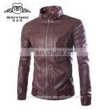 Wholesale Men PU Leather Motorbike Jacket Washed Slim Fit Leather Coat thumbnail-1