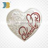 heart shape silver plating custom metal souvenir coin