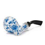 155mm Length Wooden Resin Medium Tobacco Pipe With Blue and White Porcelain Head for Smoking thumbnail-2