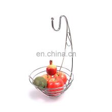 Kitchen Countertop 2 Tier Banana Hanger Nordic Fruit Bowl Iron Steel Wire Hanging Metal Fruit Basket