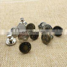Custom Letter Logo Metal Without Nail Adjustable Detachable Big Studless Shank Jeans Button With Logo thumbnail-2