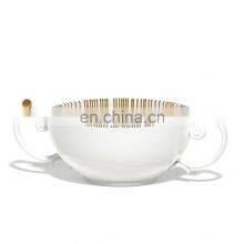 Luxury Gold Line White Porcelain Tableset Dinner Plate Tea Coffee Mug Ceramic Dinnerware Sets thumbnail-4