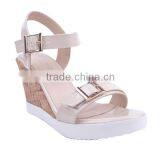2016 Hot Sale Summer Cream Color Beautiful New Design Girl Sandals With Double Buckles thumbnail-2