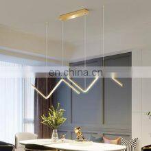 Minimalist Line LED Restaurant Chandelier Nordic Modern Ceiling Lamp Black Aluminum Pendant Light thumbnail-3