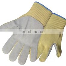 10 Gauge Aramid Split Leather Palm Anti Cut Resistant Safety Gloves
