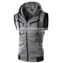 2022 OEM Custom Print Cotton Casual Men Pocket Sleeveless Hoodie thumbnail-5