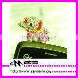 Cute dust plug rhinestone plug for mobile