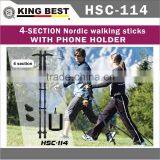 KING BEST 2016 Walking stick trekking pole 4-Section Nordic walkin adjustable nordic walking poles folding hiking pole