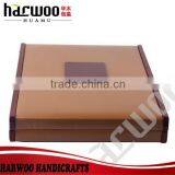 High-end Brown Wooden Leather Gift Box for Jewelry Storage