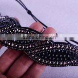 Black Rhinestone Bridal Elastic Headband,Rhinestone Elastic Headband For Adult thumbnail-3