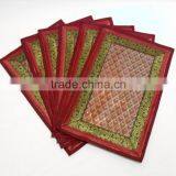 Placemats and Coaster in Red Color Indian Silk Table Runner thumbnail-2