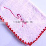 cute square solid color plain children towel with embroidery&covered edge