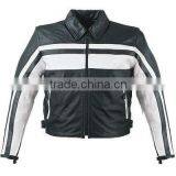 Mens Stripped Short Length Leather Jacket thumbnail-1