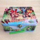 Pressed Tin Metal Tin Boxes for Wedding Gift Handle Tin Boxes