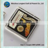 blank acrylic fridge magnet with thermometer/frdge magnet paper insert/square transparent fridge magnet