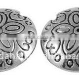 Alloy Beads, Lead Free & Nickel Free, Flat Round, Antique Silver Color, about 19x7mm, hole: 1mm(PALLOY-5034-AS-FF)