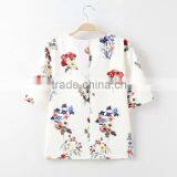 Women Clothing With Flower Round Collar Short Sleeve Shirt for Women of Digital Printing Fabric thumbnail-2