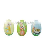 Decorative Easter egg shape uesd tin with bright color and fancy pattern tin gift