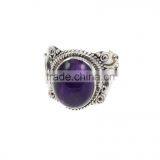 Amethyst Stone and Oval Silver Gemstone Ring thumbnail-1
