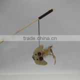 China wholesale linen fabric fish toy with wood wand cat teaser