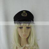 Black Military Officer Hat Service Cap Uniform Pilot Cap With Embroidery Label thumbnail-4