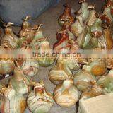 Pakistan Best Price KITCHEN AND DINING DECORATION ONYX PEAR WITH BRASS LEAF HANDICRAFTS thumbnail-5