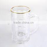 Machine Made Beer Glass With Handle With Gold Rim thumbnail-3