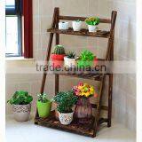 Carbonized Antiseptic Balcony Multi-storey Wooden Flower Display Shelf thumbnail-2