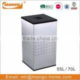 Square Plastic Lid Stainless Steel Laundry Bin