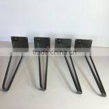 Black Powder Coated 28 Inch 2 Rod Iron Metal Hairpin Wood Table Leg thumbnail-1